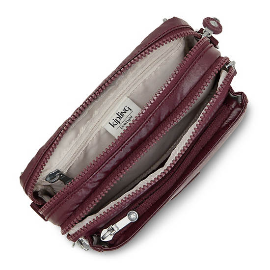 Kipling Abanu Multi Metallic Convertible Crossbody Bag Vesker Burgunder | NO 1177JP